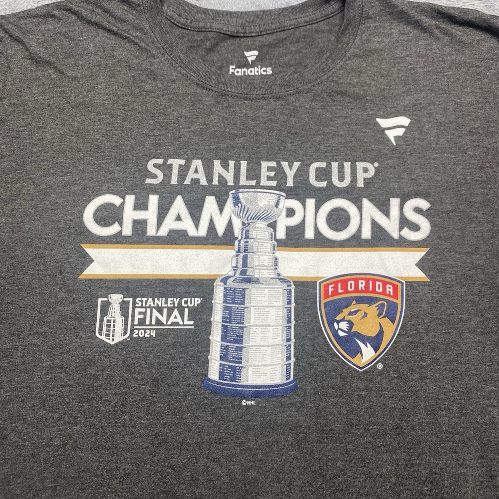 NHL Florida Panthers T-shirt 2024 Stanley Cup Champions Mens 2XL Gray Tee - Picture 2 of 7